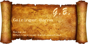 Geiringer Barna névjegykártya